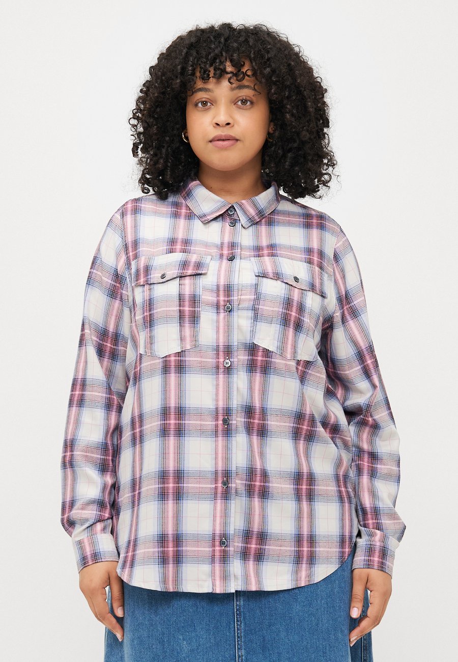 

Блуза ONLY Carmakoma CARABBIE LIFE CHECK SHIRT, Cloud Dancer/Sea Pink/Easter Egg/Black /Beige