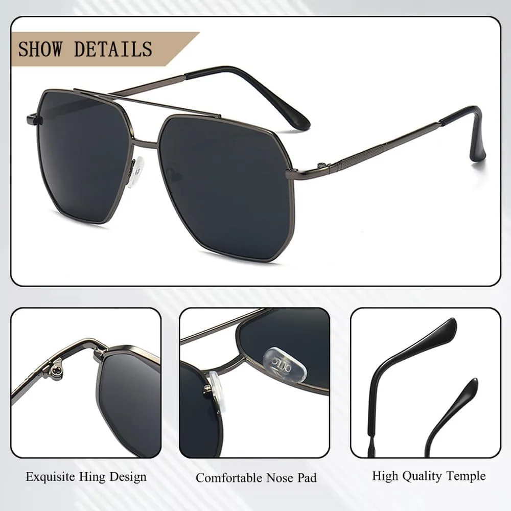 

Солнцезащитные очки LVTFCO Polygon Metal для мужчин и женщин, модные очки для вождения, мужские и женские, с защитой от УФ-излучения UV400, C1 Black Grey