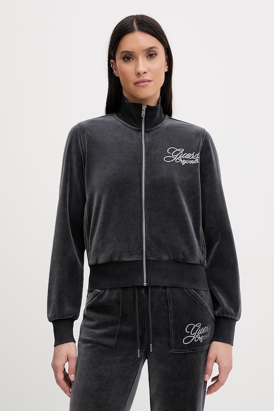 

Бархатная толстовка Guess Originals, серый