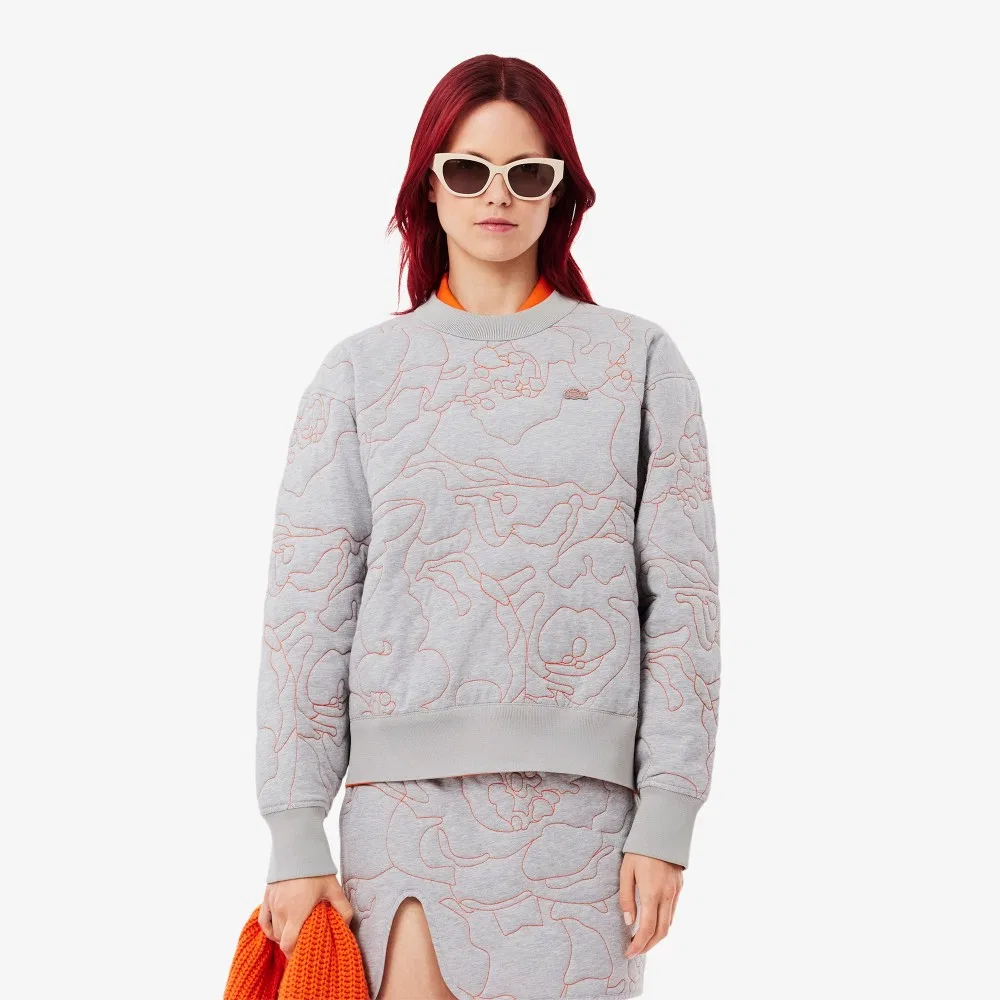 Свитшот Lacoste Цветочный узор, двусторонний, серый