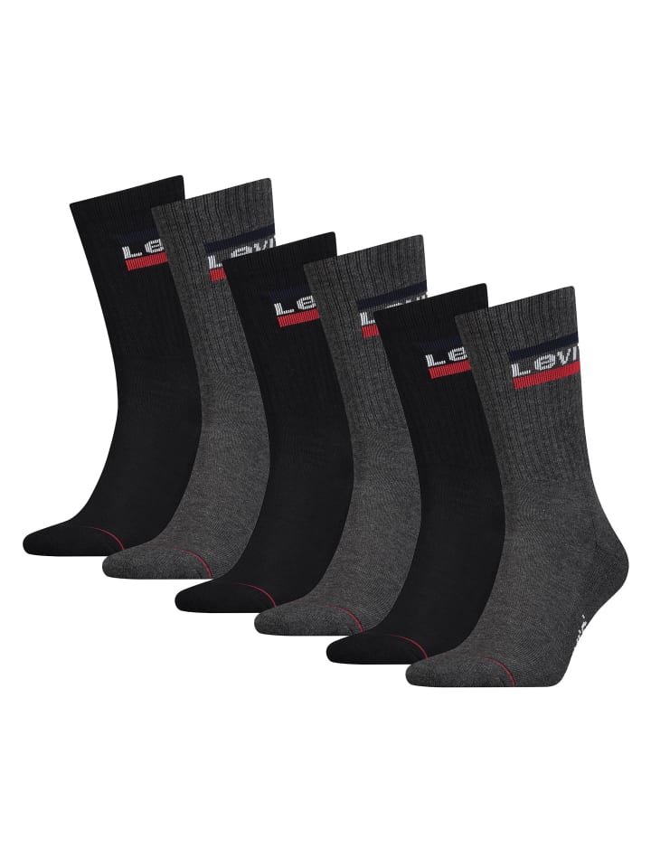 

Levi´s Носки, 6 пар, черно-серые