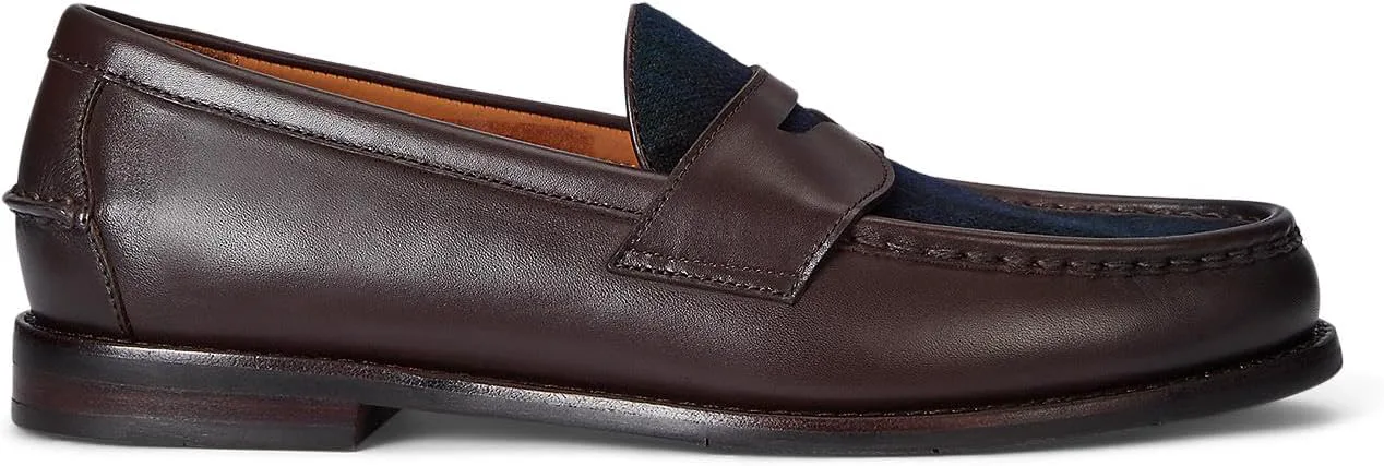 Мужские пенни-лоферы Polo Ralph Lauren Alston из кожи и шерсти в клетку, темно-коричневый
