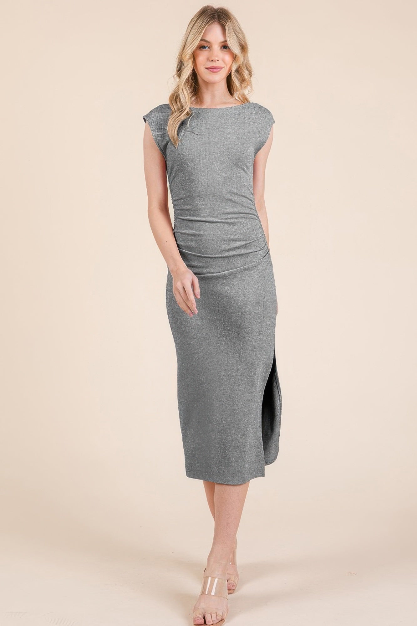 

FASHNZFAB женское платье миди с открытой спиной и рукавами-крылышками, цвет heather grey