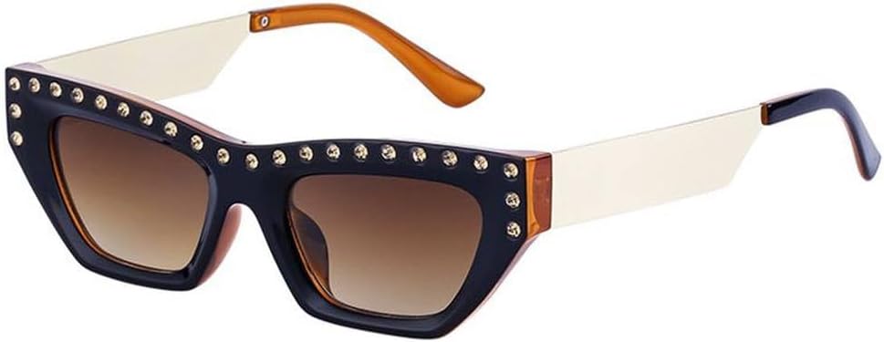 

Солнцезащитные очки «кошачий глаз» прямоугольной формы для женщин, роскошные, в стиле панк, в маленькой оправе, со стразами, модные очки для активного отдыха HVTVTLA, C4goldbrown