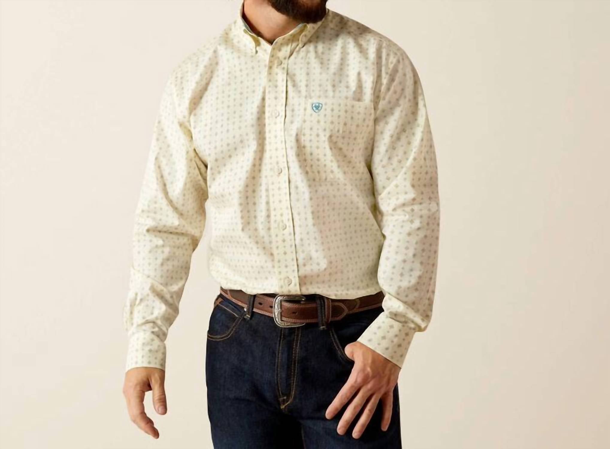 

Рубашка Griffin Classic Fit без складок, кремового цвета ARIAT