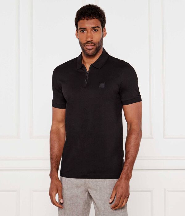 

Рубашка поло с застежкой-молнией Slim fit Boss Orange, черный