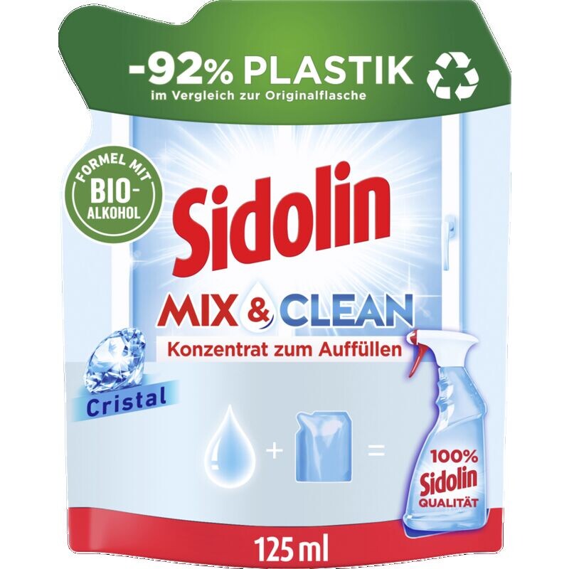 

Пакеты для заправки Mix & Clean Cristal без разводов Sidolin, 125 ml