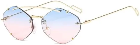 

Женские безободковые солнцезащитные очки Polygon 2027 года, градиентные солнцезащитные очки, женские очки с защитой от УФ-излучения UV400 MTZJH, C5 Gold-blue Pink