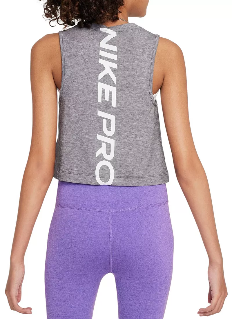 

Майка для тренинга Nike Pro Dri-FIT для девочек, серый
