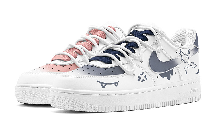 Air Force 1 Скейтборд Кроссовки Мужские Низкие розовый Nike, темно-синий — фото 4