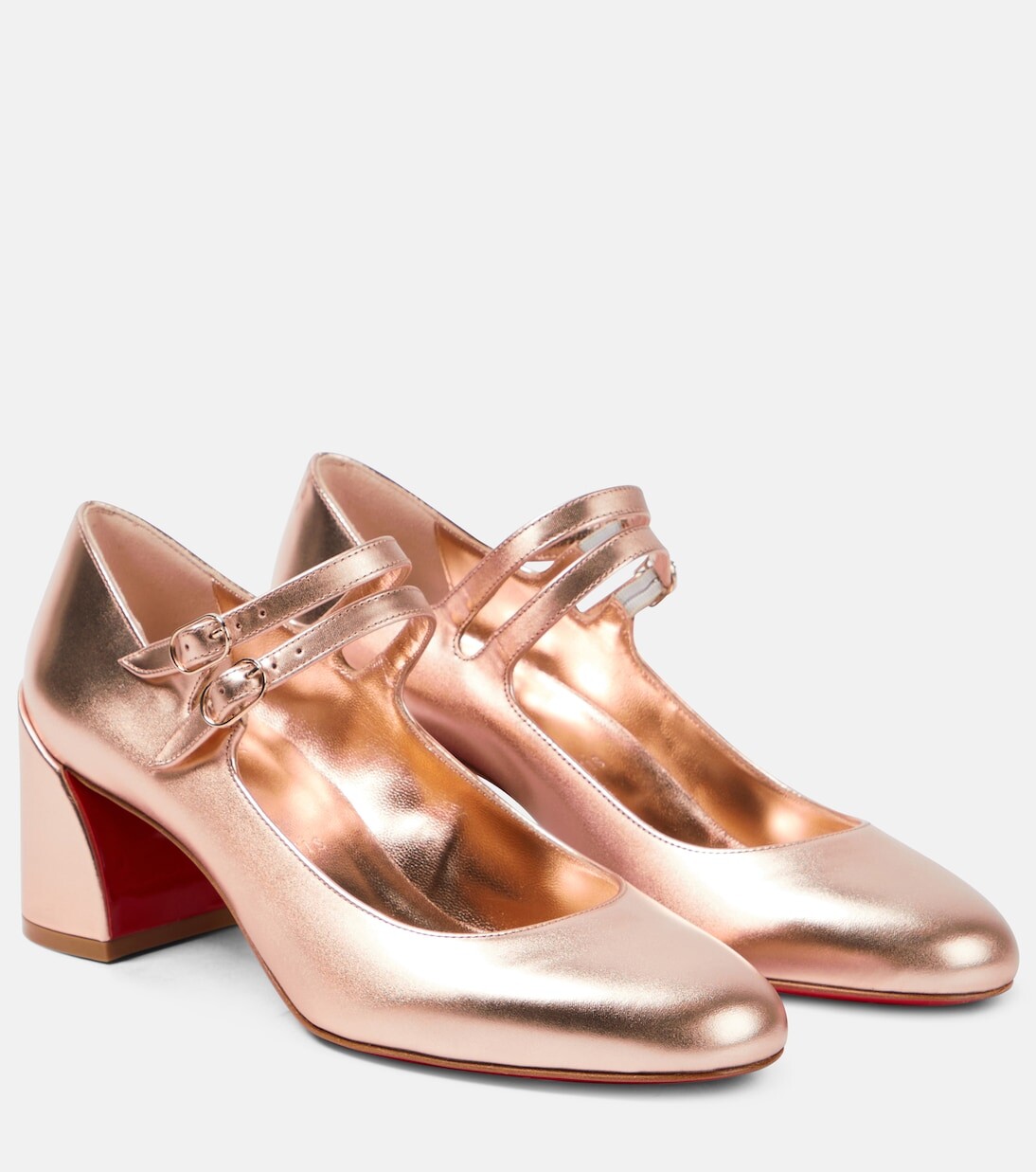 Кожаные туфли мэри джейн miss jane Christian Louboutin, бежевый