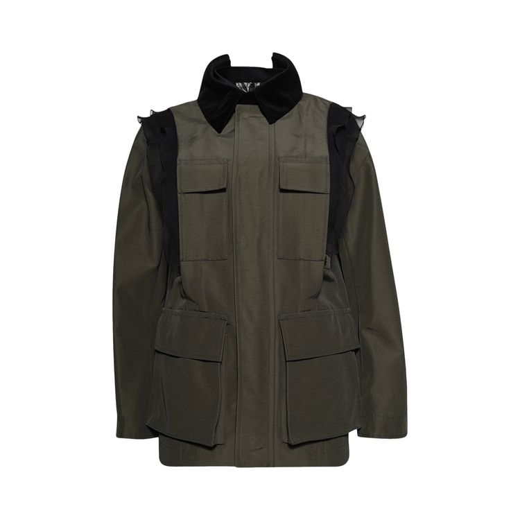 

Куртка Sacai Grosgrain Jacket 'Khaki/Black', зеленый