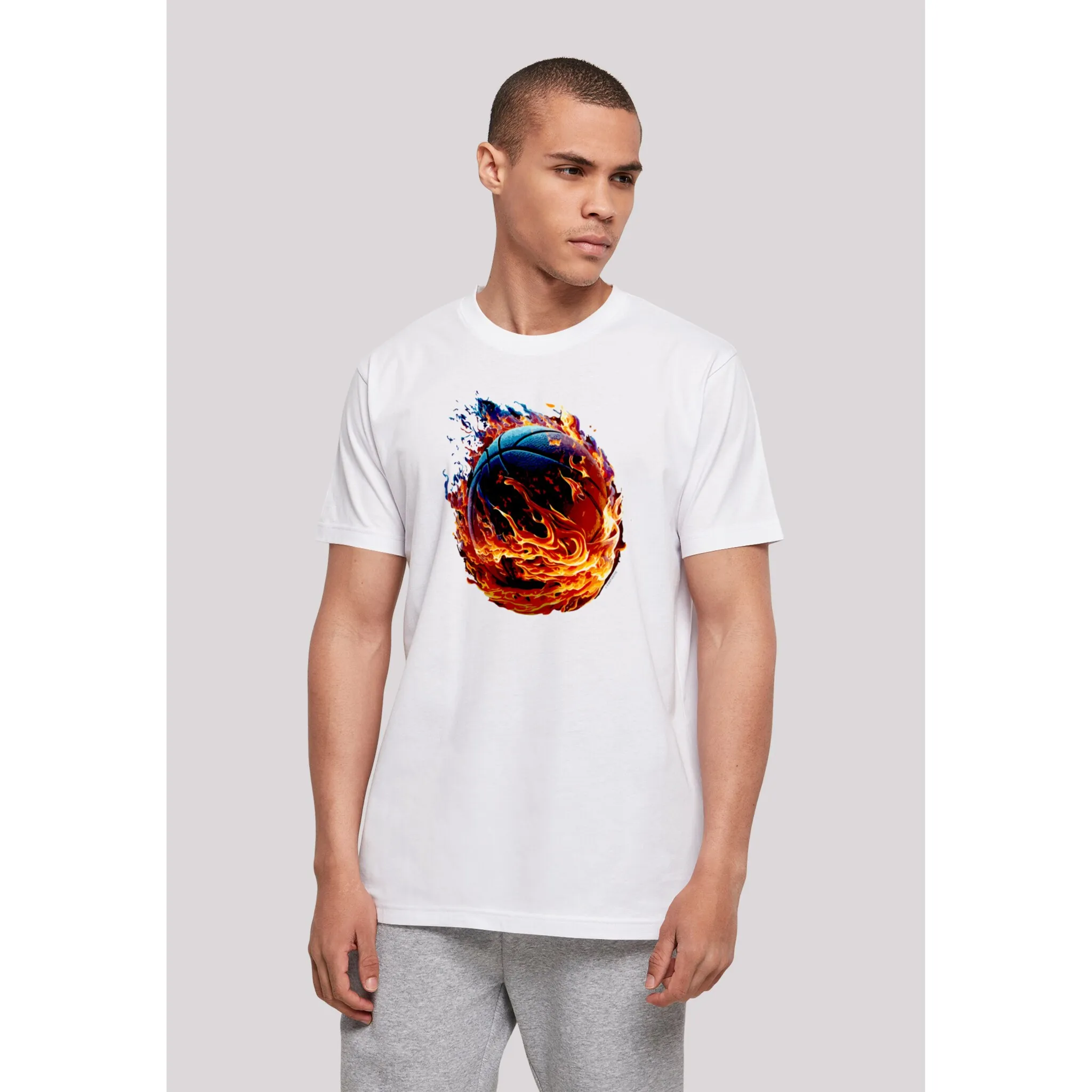 

F4NT4STIC Футболка "Basketball On Fire Sport UNISEX", принт, белый