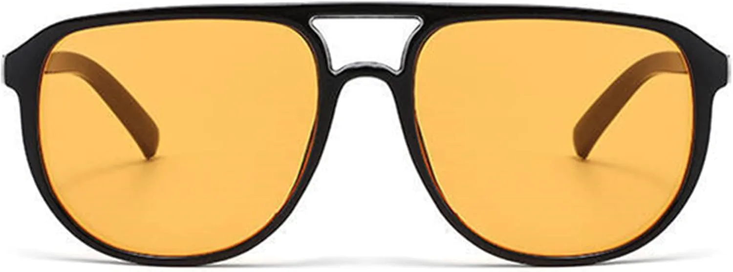 

Солнцезащитные очки Bullabulling Retro Pilot для женщин и мужчин, модель 2026, квадратная форма, солнцезащитные очки в стиле 70-х, винтажные, легкие, Black/Orange