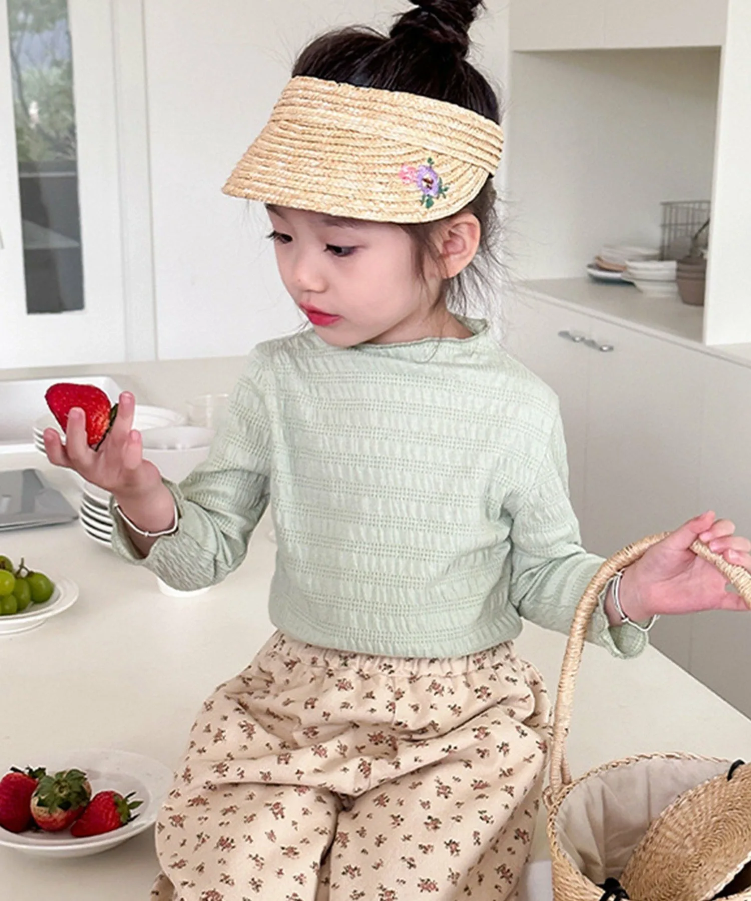 Мятая блузка с длинными рукавами Aimoha Kids, green — фото 3