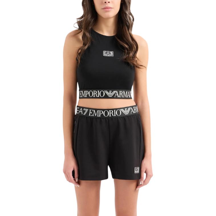 Футболка EA7 SS24 Повседневные шорты женские черные EMPORIO ARMANI — фото 3