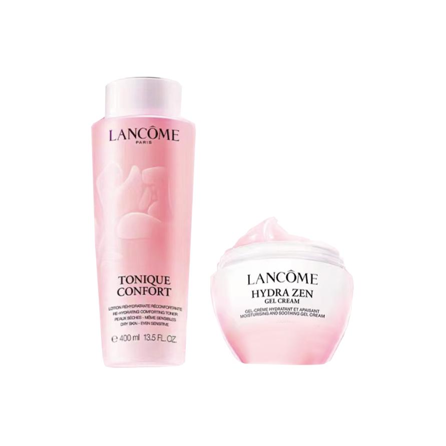 LANCOME Lankou большой розовый набор для ухода за кожей вода+крем для лица увлажняющий и питающий 200мл+50мл/400мл+50мл — фото 3