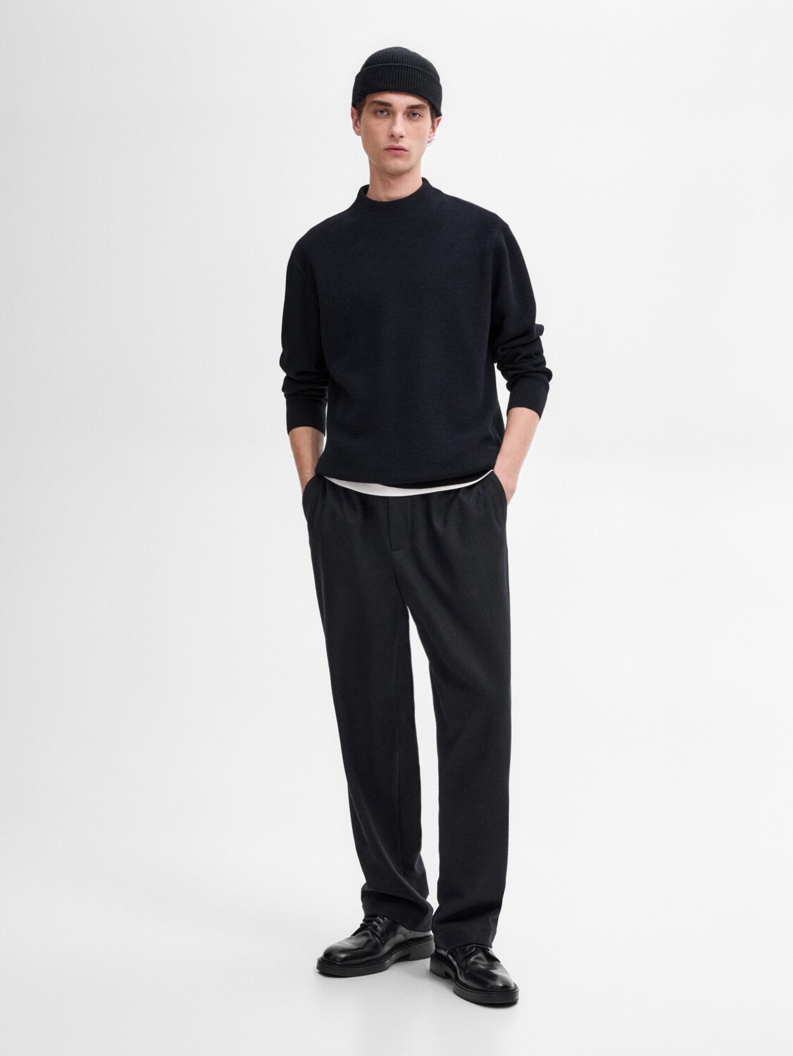 

Свитер с воротником-стойкой Massimo Dutti, синий