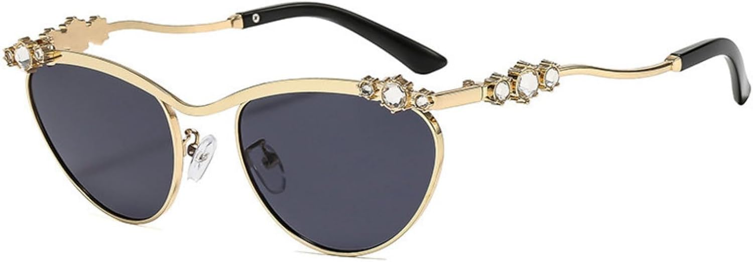 

Солнцезащитные очки Willochra Chic Bling с блестками для женщин, овальные, с бриллиантами, в форме «кошачий глаз», с защитой от УФ-излучения UV400, модные металлические очки, C1