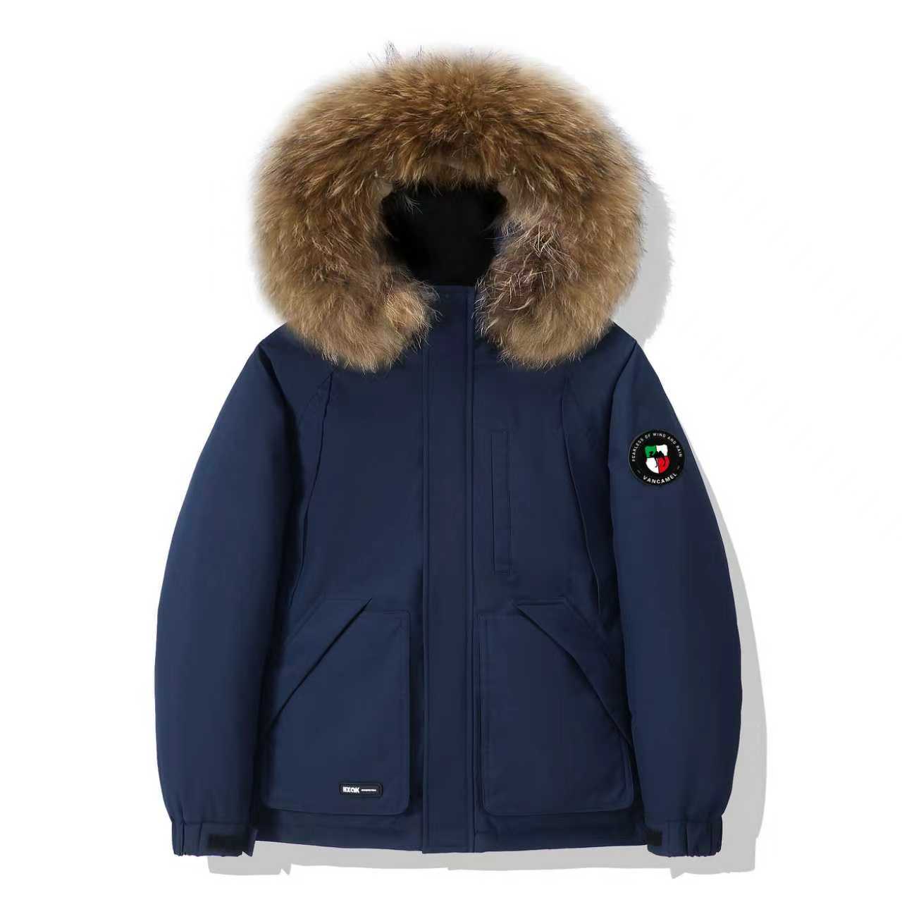 

Пуховик Unisex с меховым воротником утепленный парка VanCamel, темно-синий