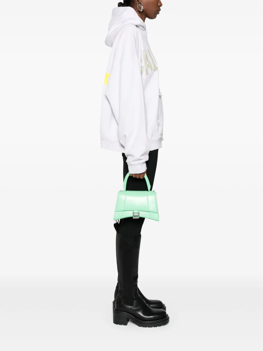 Маленькая сумка Hourglass с верхней ручкой BALENCIAGA, зеленый — фото 2