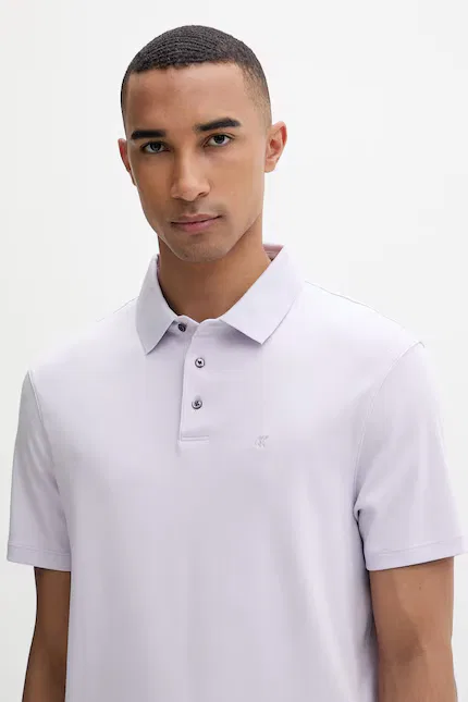 Поло Calvin Klein из эластичного хлопка, фиолетовое — фото 4