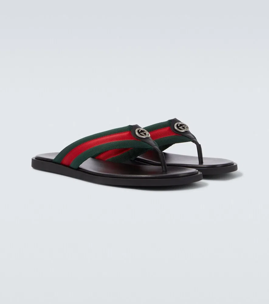 Слайды GG Web Stripe Gucci, зеленый