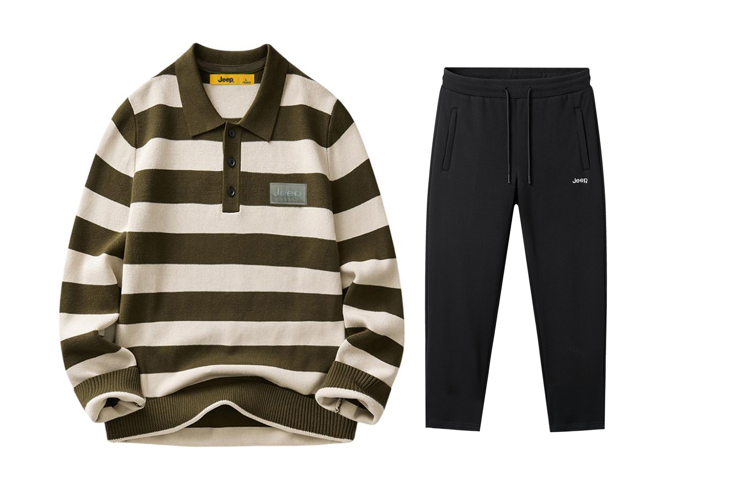 

Повседневный спортивный поло с воротником утолщенный Jeep, хаки+fleece-lined casual pants