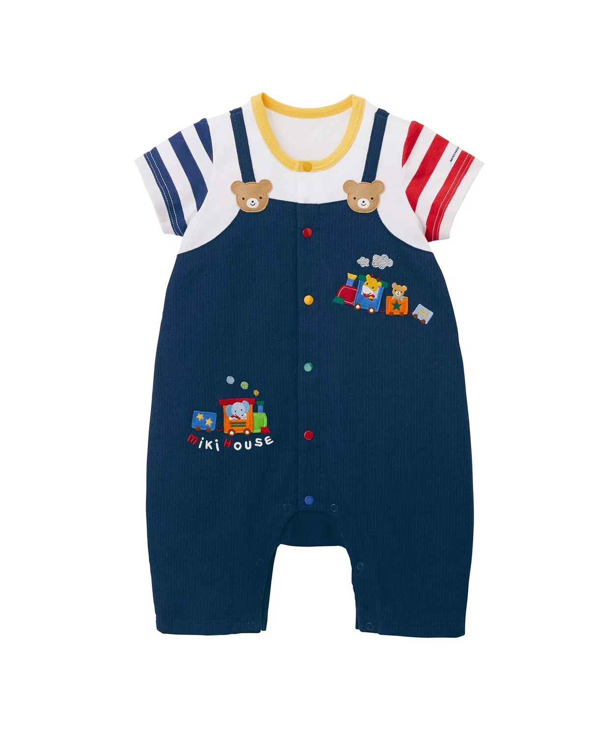 Детский полукомбинезон с имитацией комбинезона, с вышивкой, хлопок, темно-синий — фото 3