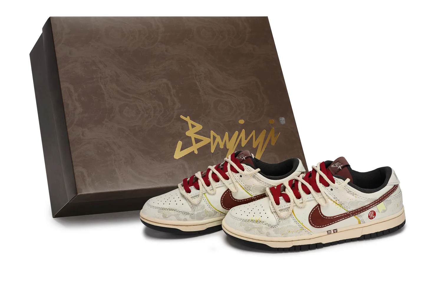 Nike Dunk 811 Manufacturing, Ma Xiaochun, Special Shoe Box Low Top Skateboard Shoes, мужские, Black Rice Red Gold
