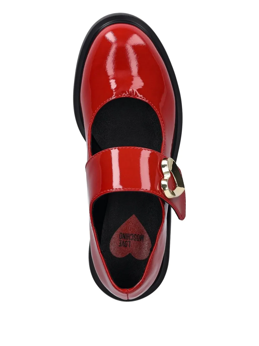 Туфли из лакированной кожи с пряжкой в форме сердца Love Moschino, красный — фото 3