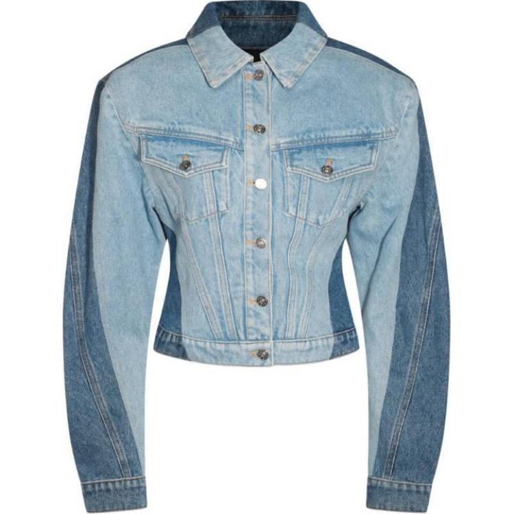 

Mugler Джинсовая куртка с цветными блоками, Blue