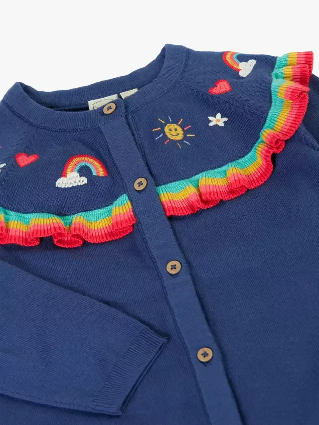 Детский кардиган Romi с оборками, темно-синий/радужный Frugi — фото 3