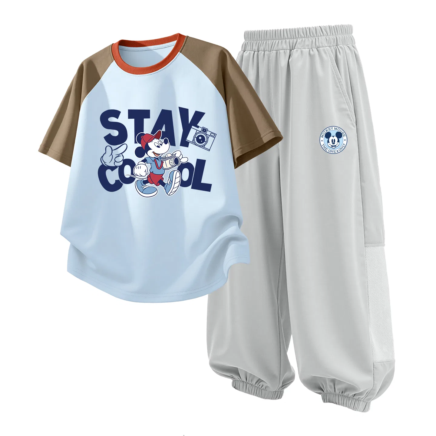 Детский спортивный костюм Casual Sportswear 2 Piece Set Disney, Videography Coffee Blue+Di Round Logo Mickey Mouse Misty Mountain Gray