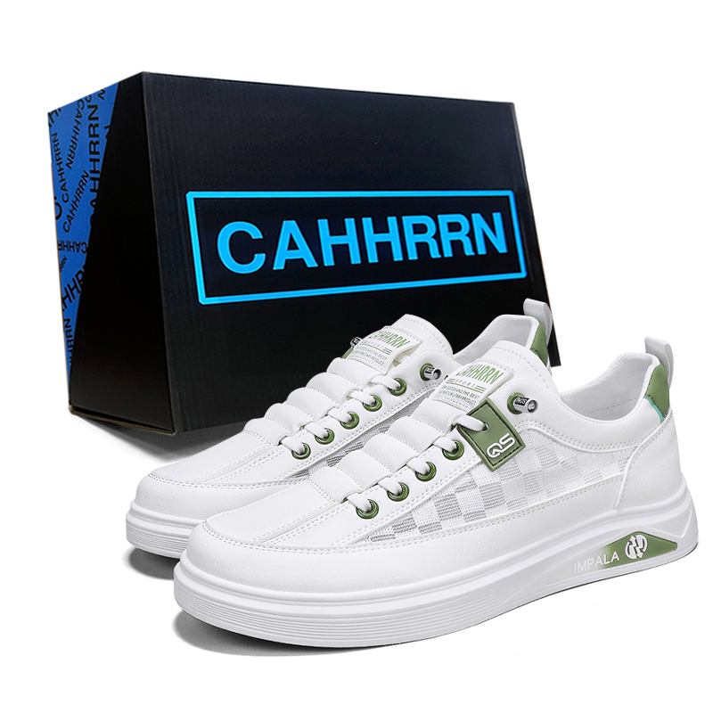 

CAHHRRN Дышащие низкие скейтерские кроссовки мужские бело-зеленые, цвет White Green