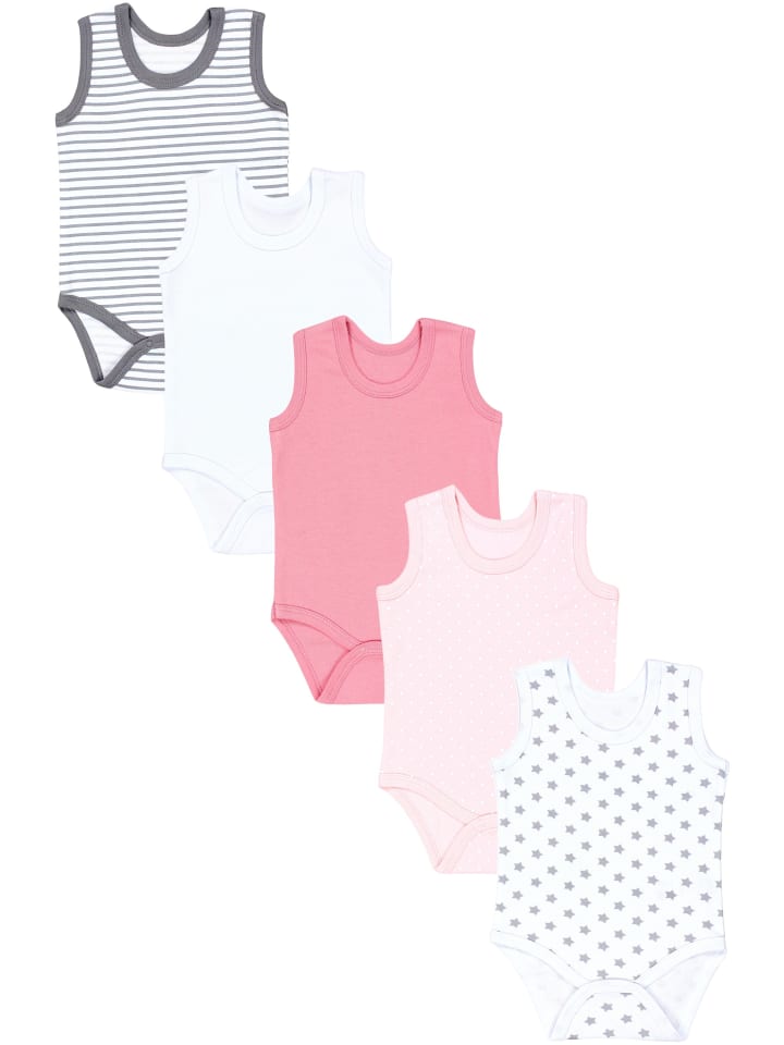 

TupTam Комплект из 5 боди для девочек, бело-серый