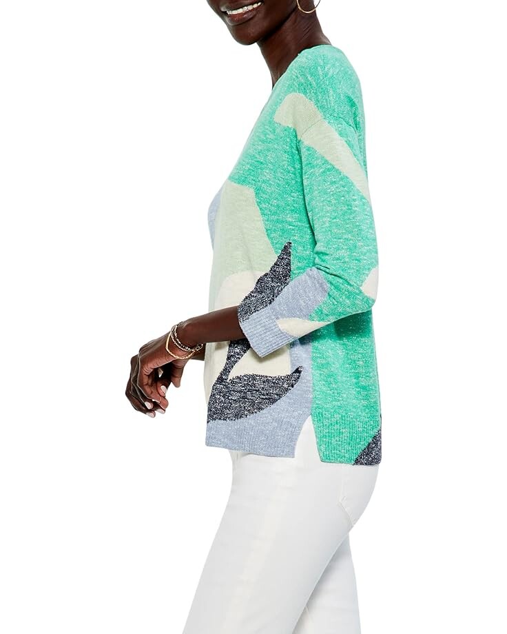 

Свитер NIC+ZOE Leaf Burst Sweater, цвет Green Multi