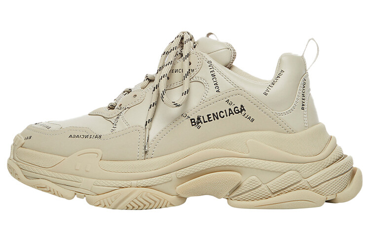 Кроссовки Balenciaga All Over Logo Triple S Beige Women's