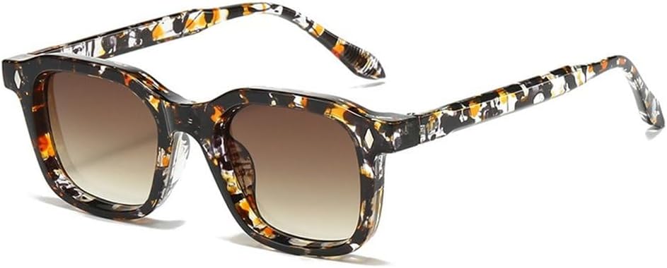 

Квадратные женские модные солнцезащитные очки UV400 в стиле ретро с заклепками, прозрачные с градиентом, мужские модные солнцезащитные очки SKFGNX, Pattern Tea Gradient