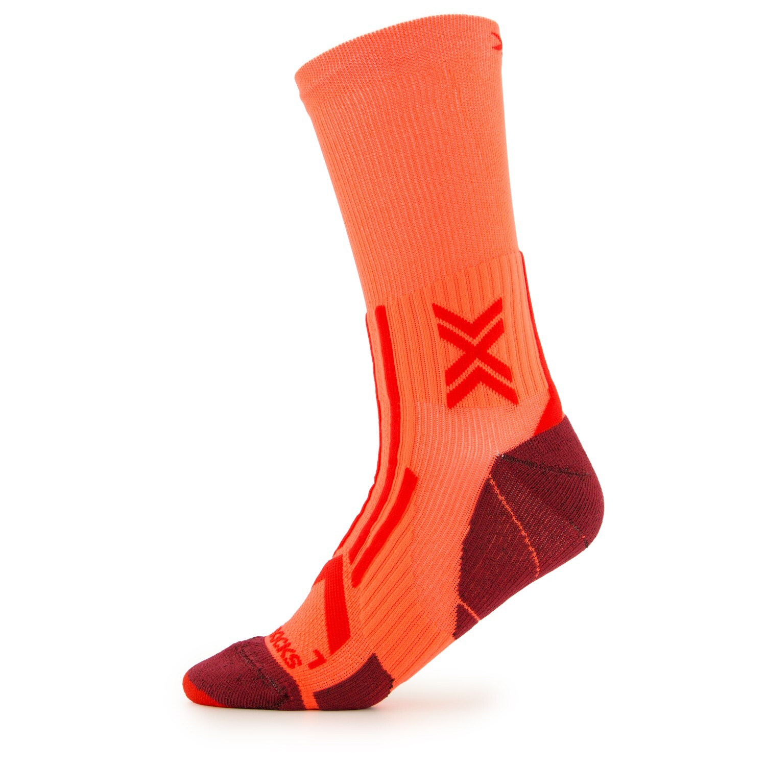 

Носки для бега X-Socks Trailrun Perform Crew, цвет Fluo Red/Namib Red