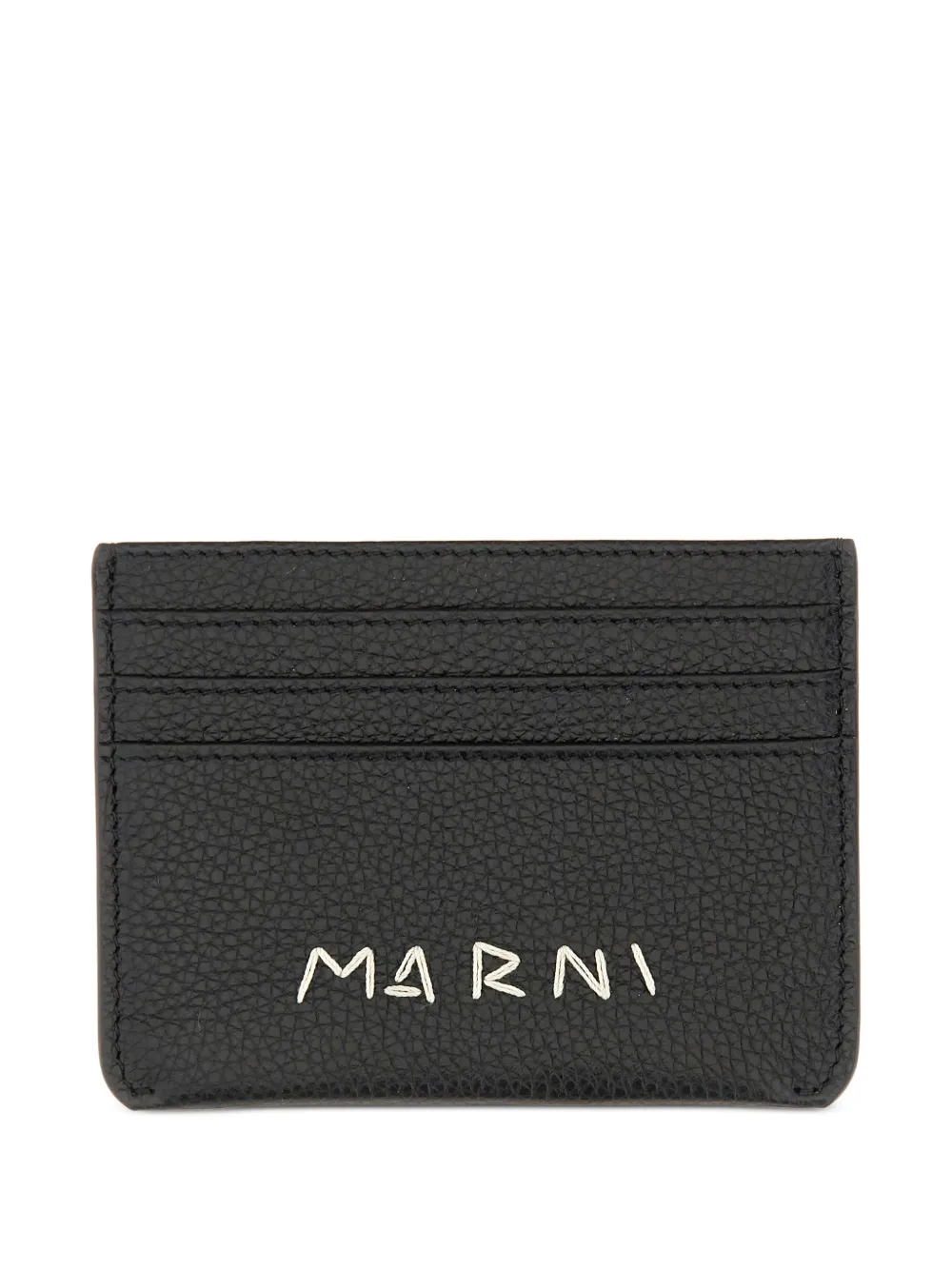 

Кардхолдер из телячьей кожи с вышитым логотипом Marni, черный