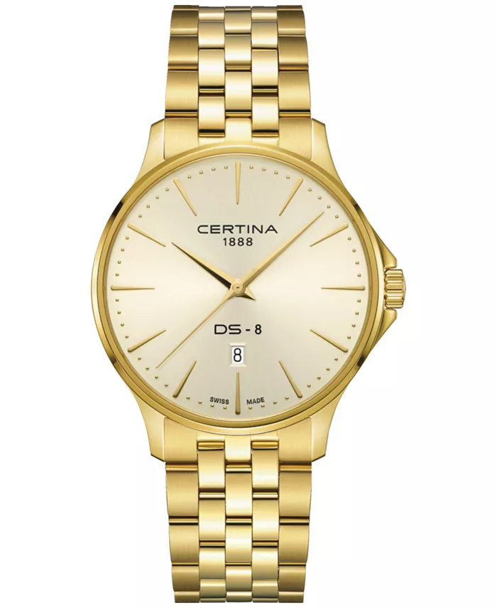

Мужские часы Swiss DS-8 с браслетом из нержавеющей стали с золотым PVD-покрытием, 40 мм Certina