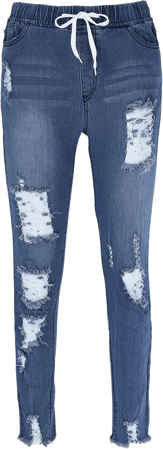 

Женские джинсы XUNZOO Junior Skinny с высокой посадкой, рваные, на резинке