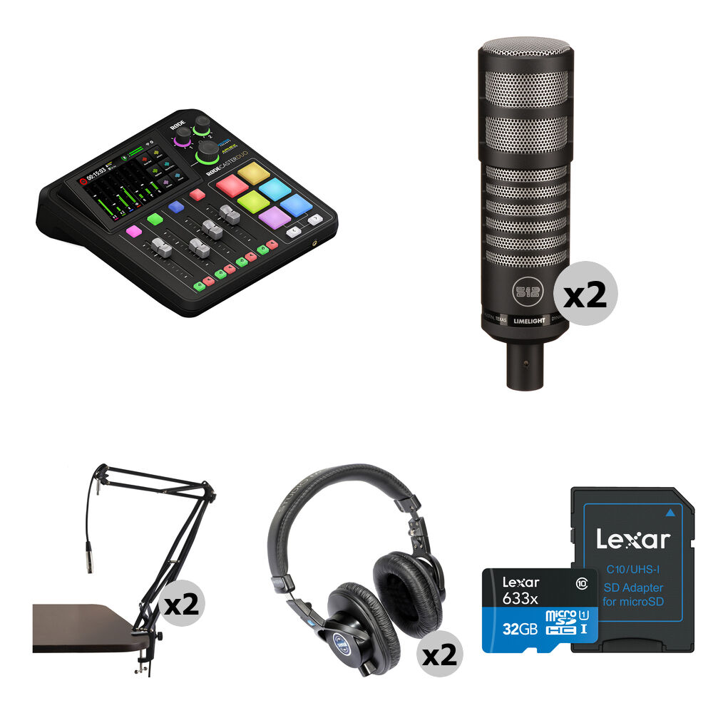 

Комплект для подкастинга RODE RODECaster Duo для 2 человек с микрофонами Limelight 512 AUDIO, штангами и наушниками