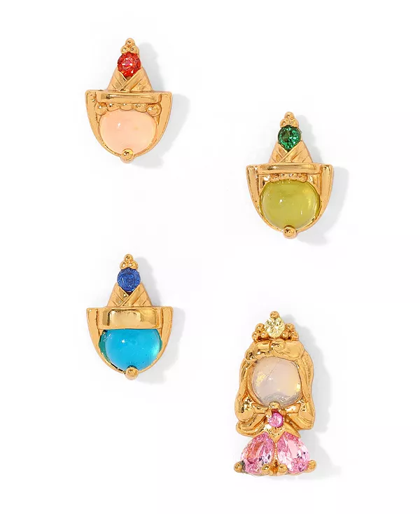 

Комплект серег-гвоздиков с разноцветными кристаллами в стиле принцессы Диснея Спящая красавица Girls Crew, gold