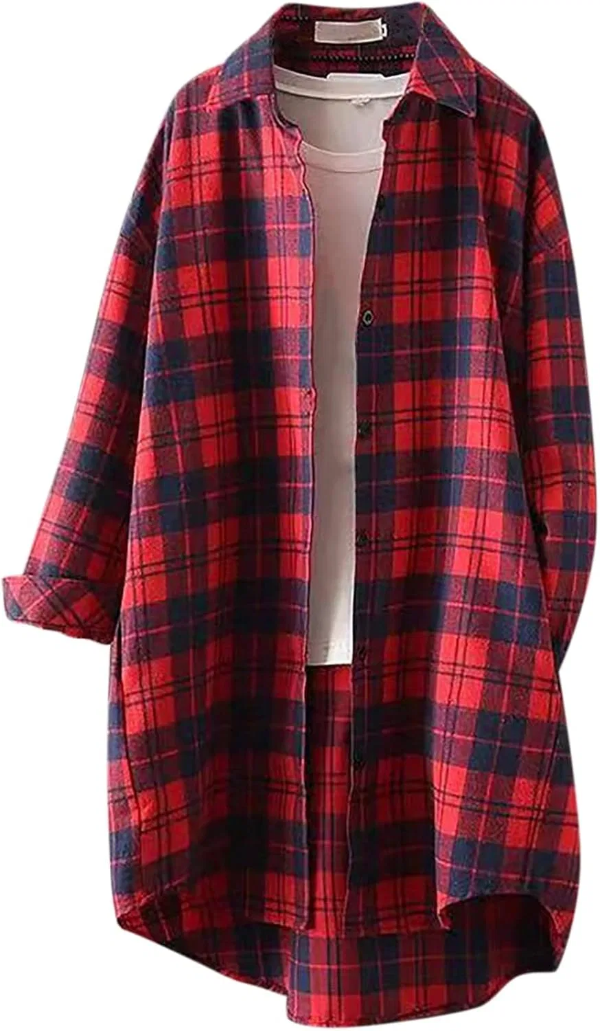 Блуза с клетчатым принтом plaid flannel shirt, красный