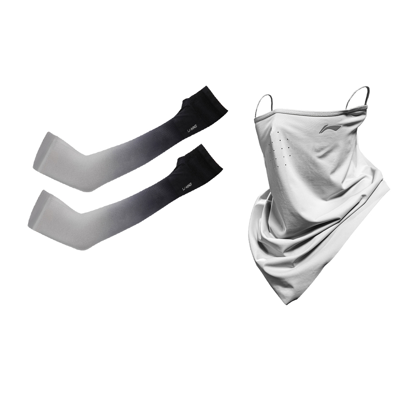 

Термомаски LiNing, ветро- и пылезащитные, из ледяного шелка, унисекс., 1 pc[синий розовый sleeves+светлый серый ear-loop mask]