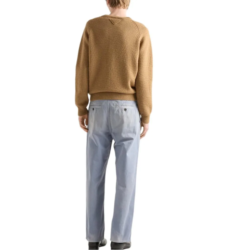 Джинсы из габардина с эффектом потертости PRADA, сине-серый — фото 4