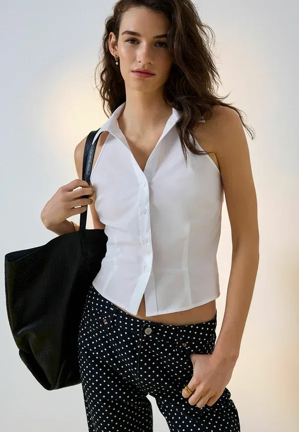 Топ Regular fit Next, halter neck sleeveless shirt, белый — фото 4