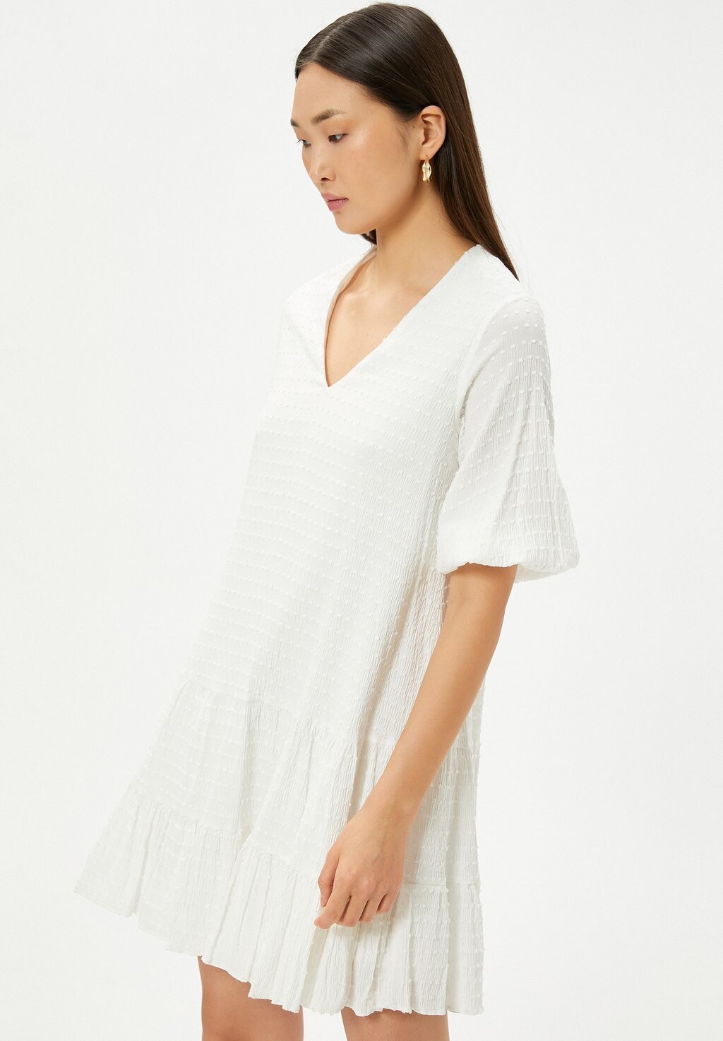 

Дневное платье VOLUMINOUS MINI PUFF SLEEVE Koton, кремовый